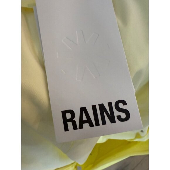 RAINS Women's Curve Raincoat Yellow Zipper Snap Trench Belted Waterproof Flawed - Picture 8 of 14